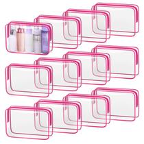 Bolsa de maquiagem TISRATOK Clear para mulheres com zíper, 12 peças - rosa vermelha Bolsa de maquiagem TISRATOK Clear para mulheres com zíper, 12 peças - rosa vermelha
