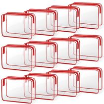 Bolsa de maquiagem TISRATOK, PVC transparente, vermelha com zíper, aprovada pela TSA Bolsa de maquiagem TISRATOK, PVC transparente, vermelha com zíper, aprovada pela TSA