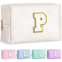 Bolsa de maquiagem TOPEAST, bolsa personalizada para cartas em chenille, branca Bolsa de maquiagem TOPEAST, bolsa personalizada para cartas em chenille, branca