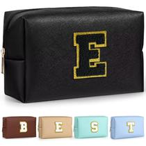 Bolsa de maquiagem TOPEAST em couro impermeável inicial com monograma Bolsa de maquiagem TOPEAST em couro impermeável inicial com monograma