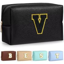 Bolsa de maquiagem TOPEAST Initial para mulheres em couro PU impermeável Bolsa de maquiagem TOPEAST Initial para mulheres em couro PU impermeável