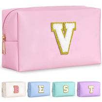 Bolsa de maquiagem TOPEAST Initial para mulheres impermeável rosa Bolsa de maquiagem TOPEAST Initial para mulheres impermeável rosa