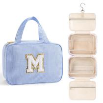 Bolsa de maquiagem TOPEAST Initial Travel Toiletry para mulheres azul Bolsa de maquiagem TOPEAST Initial Travel Toiletry para mulheres azul
