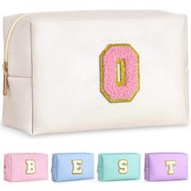 Bolsa de maquiagem TOPEAST pequena branca perolada personalizada inicial Bolsa de maquiagem TOPEAST pequena branca perolada personalizada inicial