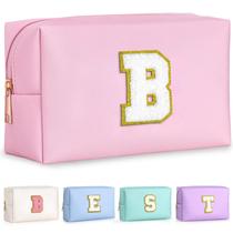 Bolsa de maquiagem TOPEAST Preppy Patch Chenille Letter PU Leather Bolsa de maquiagem TOPEAST Preppy Patch Chenille Letter PU Leather