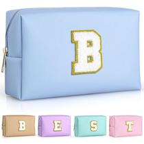Bolsa de maquiagem TOPEAST Preppy Patch Chenille Letter Sky Blue Bolsa de maquiagem TOPEAST Preppy Patch Chenille Letter Sky Blue