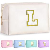 Bolsa de maquiagem TOPEAST Preppy Patch Chenille Letter White L