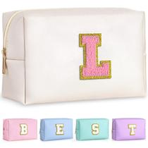 Bolsa de maquiagem TOPEAST Preppy Patch Personalizada Pearl White L