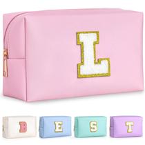 Bolsa de maquiagem TOPEAST Preppy Pink Glitter Chenille Patch Bolsa de maquiagem TOPEAST Preppy Pink Glitter Chenille Patch