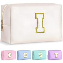 Bolsa de maquiagem TOPEAST Preppy PU de couro impermeável branca Bolsa de maquiagem TOPEAST Preppy PU de couro impermeável branca