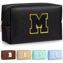 Bolsa de maquiagem TOPEAST, presentes com monograma preta Bolsa de maquiagem TOPEAST, presentes com monograma preta