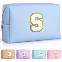 Bolsa de maquiagem TOPEAST Sky Blue Preppy Stuff em couro PU impermeável