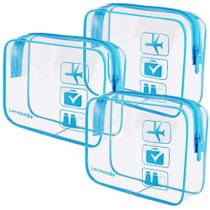 Bolsa de maquiagem transparente Lermende para mulheres, aprovada pela TSA - azul Bolsa de maquiagem transparente Lermende para mulheres, aprovada pela TSA - azul