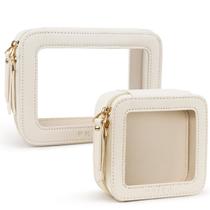 Bolsa de maquiagem transparente Prite Clear Waterproof Travel Beige