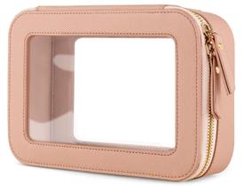 Bolsa de Maquiagem Transparente XUGUXA - Porta-trecos de Viagem Rosa