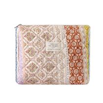 Bolsa de maquiagem uekeboag Acolchoada Cotton Coquette Brown Flower