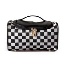 Bolsa de maquiagem UINSUE Vintage Retro Checkered Pattern preta