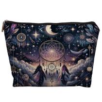 Bolsa de maquiagem uinwk Celestial Dreamcatcher para mulheres de linho Bolsa de maquiagem uinwk Celestial Dreamcatcher para mulheres de linho