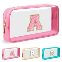 Bolsa de maquiagem UIXIZQ com letra inicial personalizada em nylon transparente e PVC