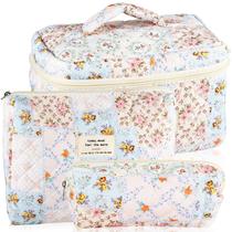 Bolsa de maquiagem URSKYTOUS, algodão acolchoado, conjunto de 3 para mulheres e meninas Bolsa de maquiagem URSKYTOUS, algodão acolchoado, conjunto de 3 para mulheres e meninas