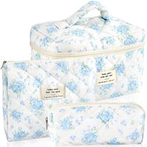 Bolsa de maquiagem URSKYTOUS, conjunto de 3 de algodão acolchoado para mulheres e meninas Bolsa de maquiagem URSKYTOUS, conjunto de 3 de algodão acolchoado para mulheres e meninas