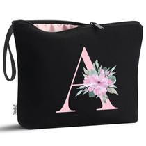 Bolsa de maquiagem Vavabox A-Z personalizada com letra inicial preta Bolsa de maquiagem Vavabox A-Z personalizada com letra inicial preta