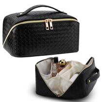 Bolsa de maquiagem VERNASSA de grande capacidade impermeável para viagem preta