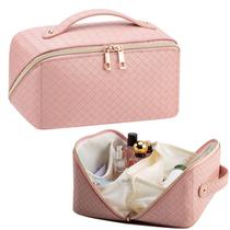 Bolsa de maquiagem VERNASSA de grande capacidade impermeável para viagem rosa