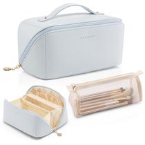 Bolsa de maquiagem Vlando de couro PU impermeável de grande capacidade