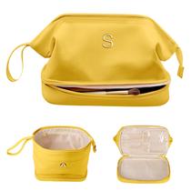 Bolsa de maquiagem Vogewood Initial Waterproof Dupla Camada em Couro PU Bolsa de maquiagem Vogewood Initial Waterproof Dupla Camada em Couro PU