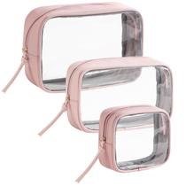 Bolsa de maquiagem Vorspack Travel, pacote com 3 unidades, bolsa de higiene para mulheres, rosa