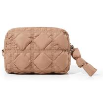 Bolsa de maquiagem Yarnic Quilted Puffer Cosmetic Bag Khaki para mulheres
