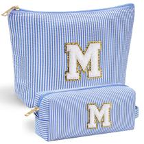 Bolsa de maquiagem YOOLIFE Initial Blue M para meninas de 4 a 13 anos Bolsa de maquiagem YOOLIFE Initial Blue M para meninas de 4 a 13 anos