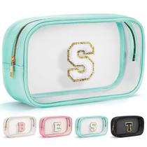 Bolsa de maquiagem YOOLIFE Initial Clear Travel Toiletry Bag Blue