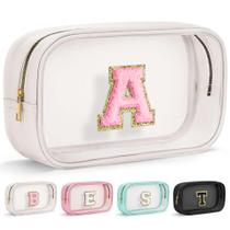 Bolsa de maquiagem YOOLIFE Initial Clear Travel Toiletry Bag branca