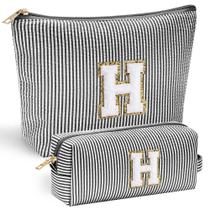 Bolsa de maquiagem YOOLIFE Initial Monogram Cute for Women Black Bolsa de maquiagem YOOLIFE Initial Monogram Cute for Women Black
