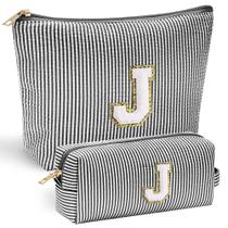 Bolsa de maquiagem YOOLIFE Initial para meninas e mulheres Black J