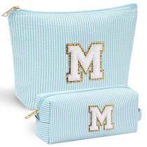 Bolsa de maquiagem YOOLIFE Initial para meninas e mulheres com alça rosa