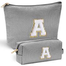 Bolsa de maquiagem YOOLIFE Initial Personalizada com Monograma Preto