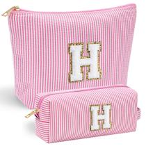 Bolsa de maquiagem YOOLIFE personalizada Initial Cute Pink para meninas