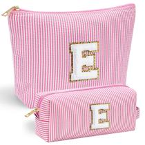 Bolsa de maquiagem YOOLIFE Personalized Monogram Cosmetic Pink Initial E