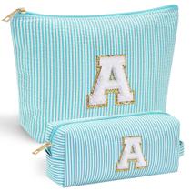 Bolsa de maquiagem YOOLIFE Skincare para meninas 10-12 com rosa inicial