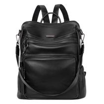 Bolsa de mochila CLUCI de couro preto para mulheres que viajam grandes
