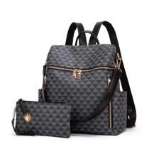 Bolsa de mochila feita de couro PU para mulheres e viagens de 2 peças Bolsa de mochila feita de couro PU para mulheres e viagens de 2 peças