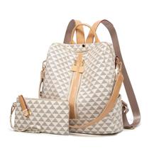 Bolsa de mochila feita de couro PU para mulheres e viagens de 2 peças Bolsa de mochila feita de couro PU para mulheres e viagens de 2 peças