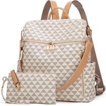 Bolsa de mochila feita de couro PU para mulheres e viagens de 2 peças Bolsa de mochila feita de couro PU para mulheres e viagens de 2 peças