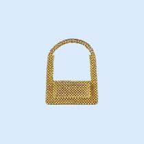 Bolsa de Moda com Contas Acrílicas e Detalhe em Prata - Bolsa Vazada com Alça de Ombro
