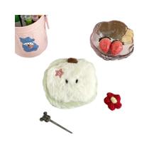 Bolsa De Moeda De Pelúcia Em Forma De Maçã Para Meninas Com Chaveiro, Mini Bolsa De Armazenamento