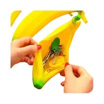 Bolsa De Moedas De Silicone Amarela Em Formato De Banana, Estojo De Lápis Multifuncional Portátil E
