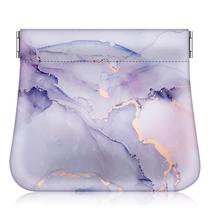 Bolsa de moedas Fintie Squeeze em couro PU em mármore lilás para mulheres